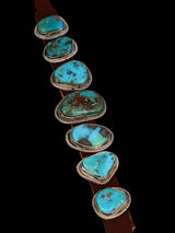 Pulsera de banda de cuero turquesa nativo americano