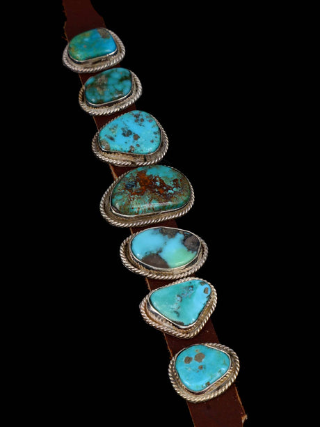 Native American Turquoise Leather Band Bracelet