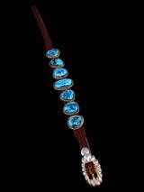 Pulsera de banda de cuero turquesa nativo americano