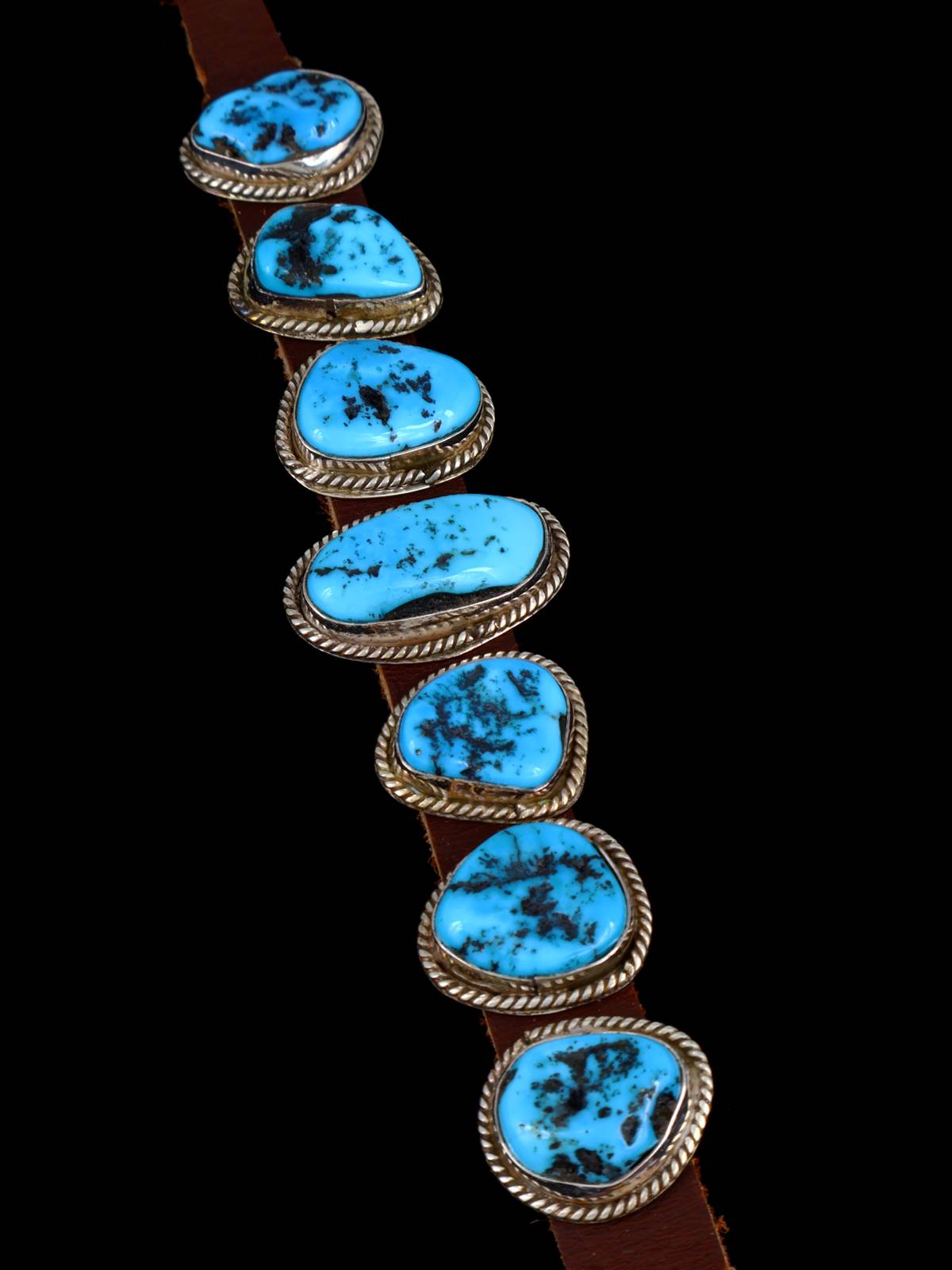 Pulsera de banda de cuero turquesa nativo americano
