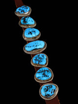 Pulsera de banda de cuero turquesa nativo americano
