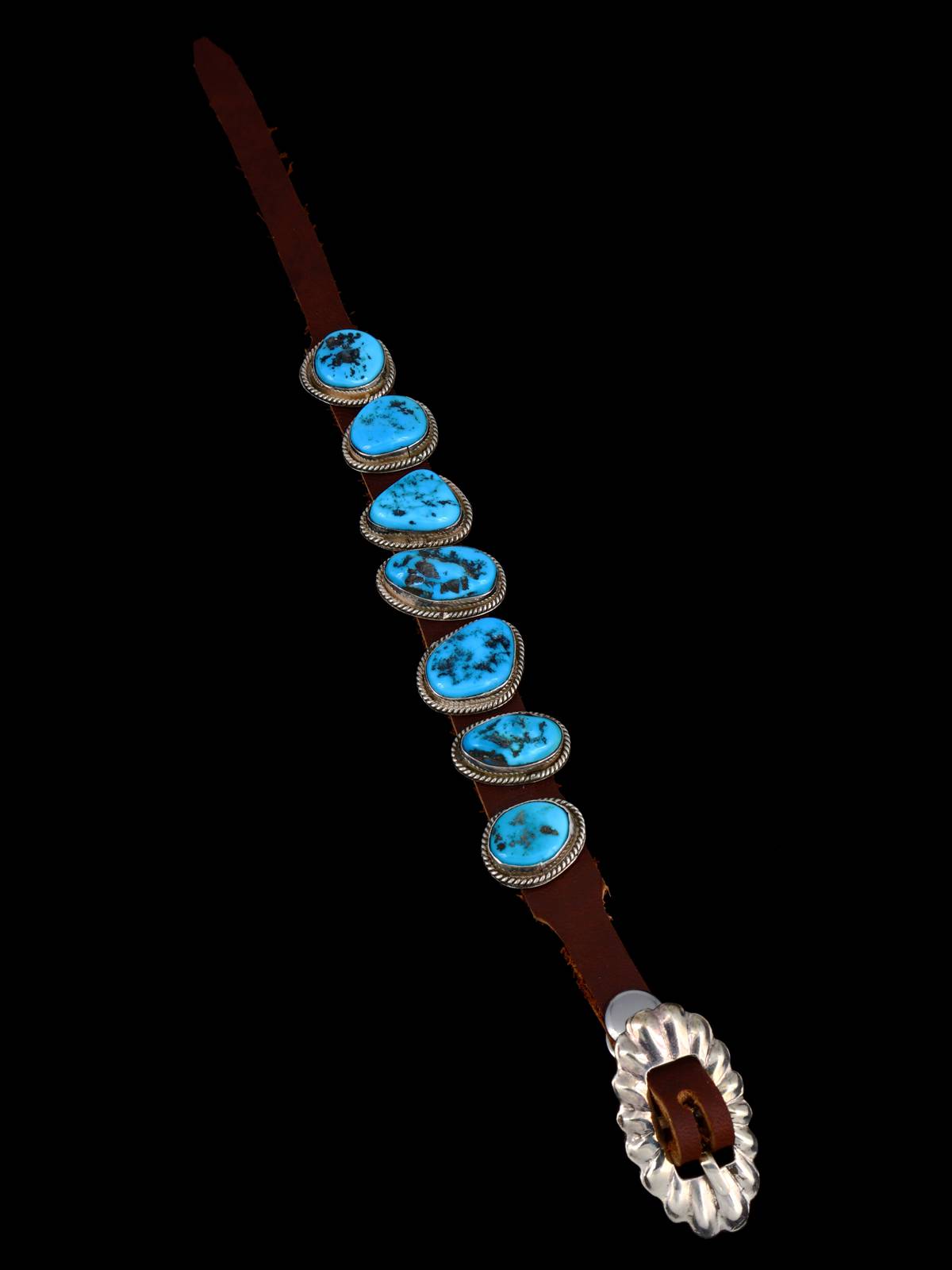 Pulsera de banda de cuero turquesa nativo americano