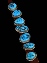 Pulsera de banda de cuero turquesa nativo americano