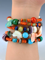 Native American Apple Coral Treasure Beaded Wrap Bracelet