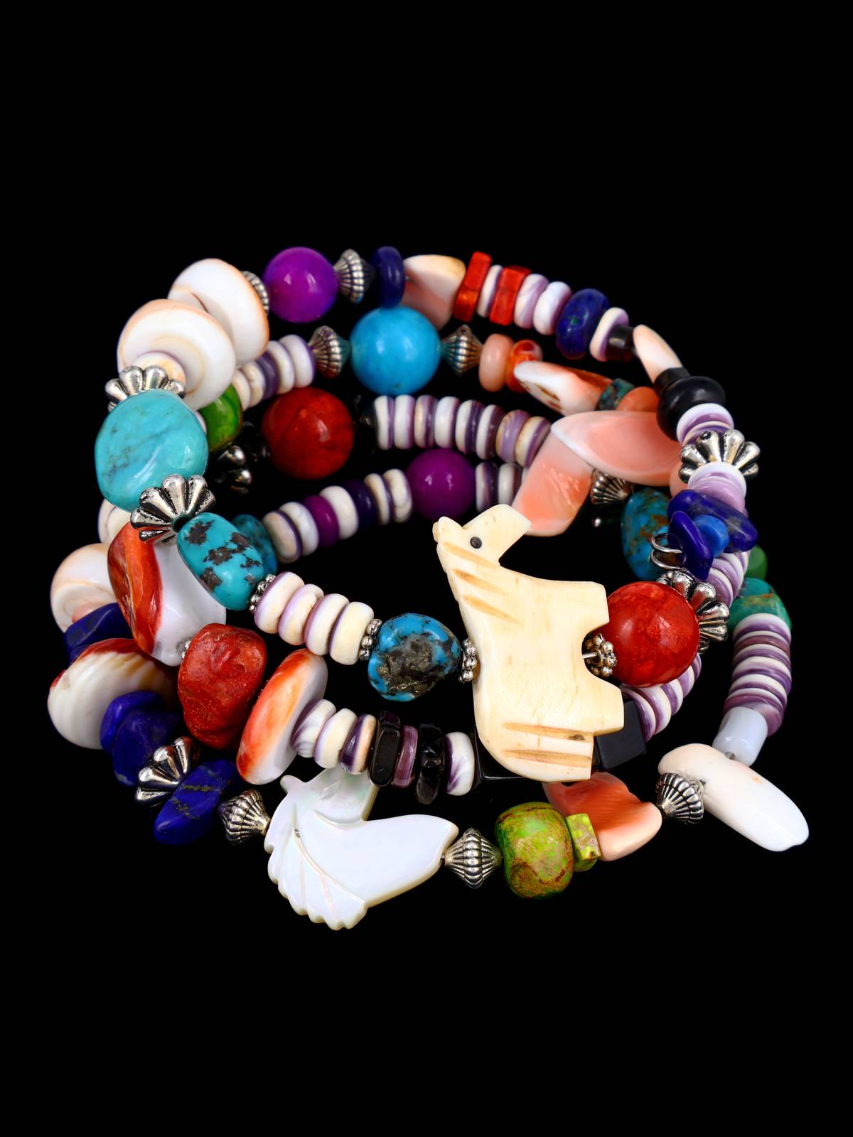Bracelet amérindien turquoise et épineux en perles d’huître