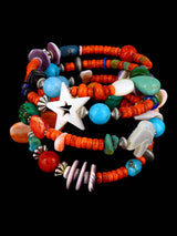 Native American Apple Coral Treasure Beaded Wrap Bracelet