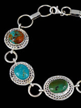 Native American Turquoise Sterling Silver Link Bracelet