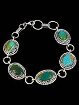 Native American Turquoise Sterling Silver Link Bracelet