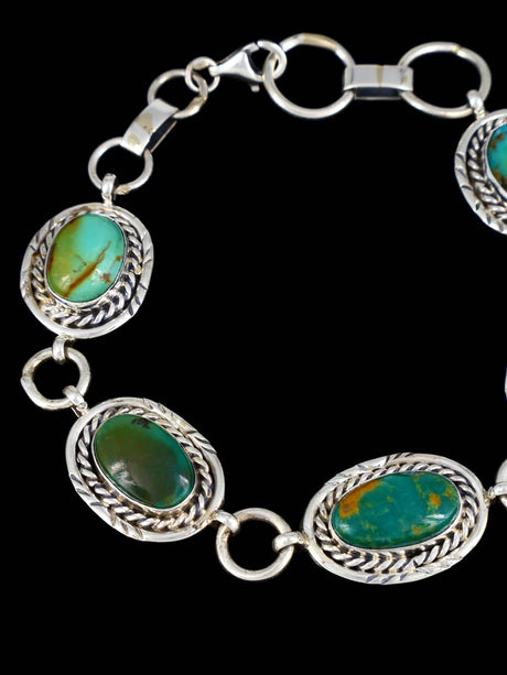 Native American Turquoise Sterling Silver Link Bracelet