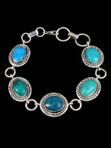 Native American Turquoise Sterling Silver Link Bracelet