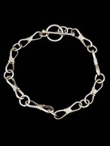 Pulsera de eslabones de plumas de plata de ley de nativos americanos