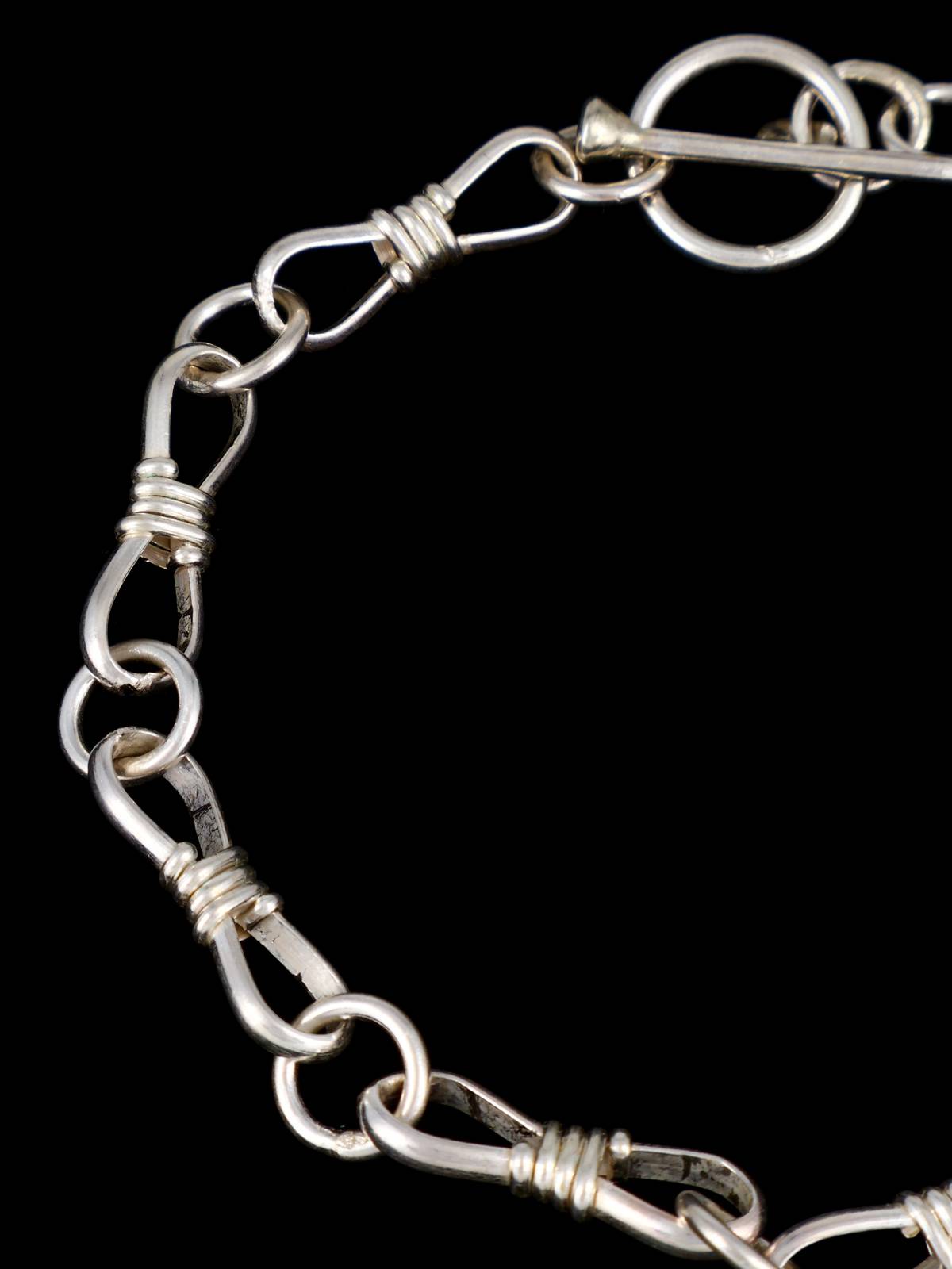 Pulsera de eslabones de plumas de plata de ley de nativos americanos