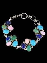 Native American Multistone Sterling Silver Link Bracelet