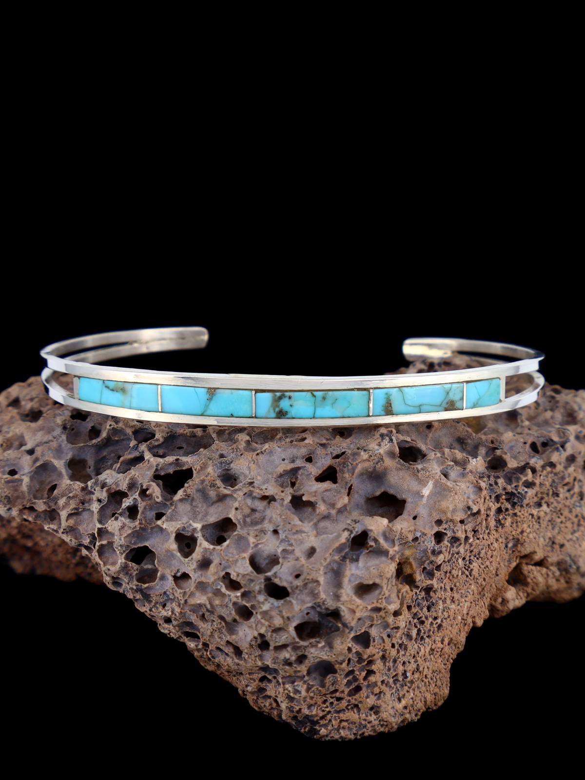 Bracelet amérindien incrusté de turquoise Zuni