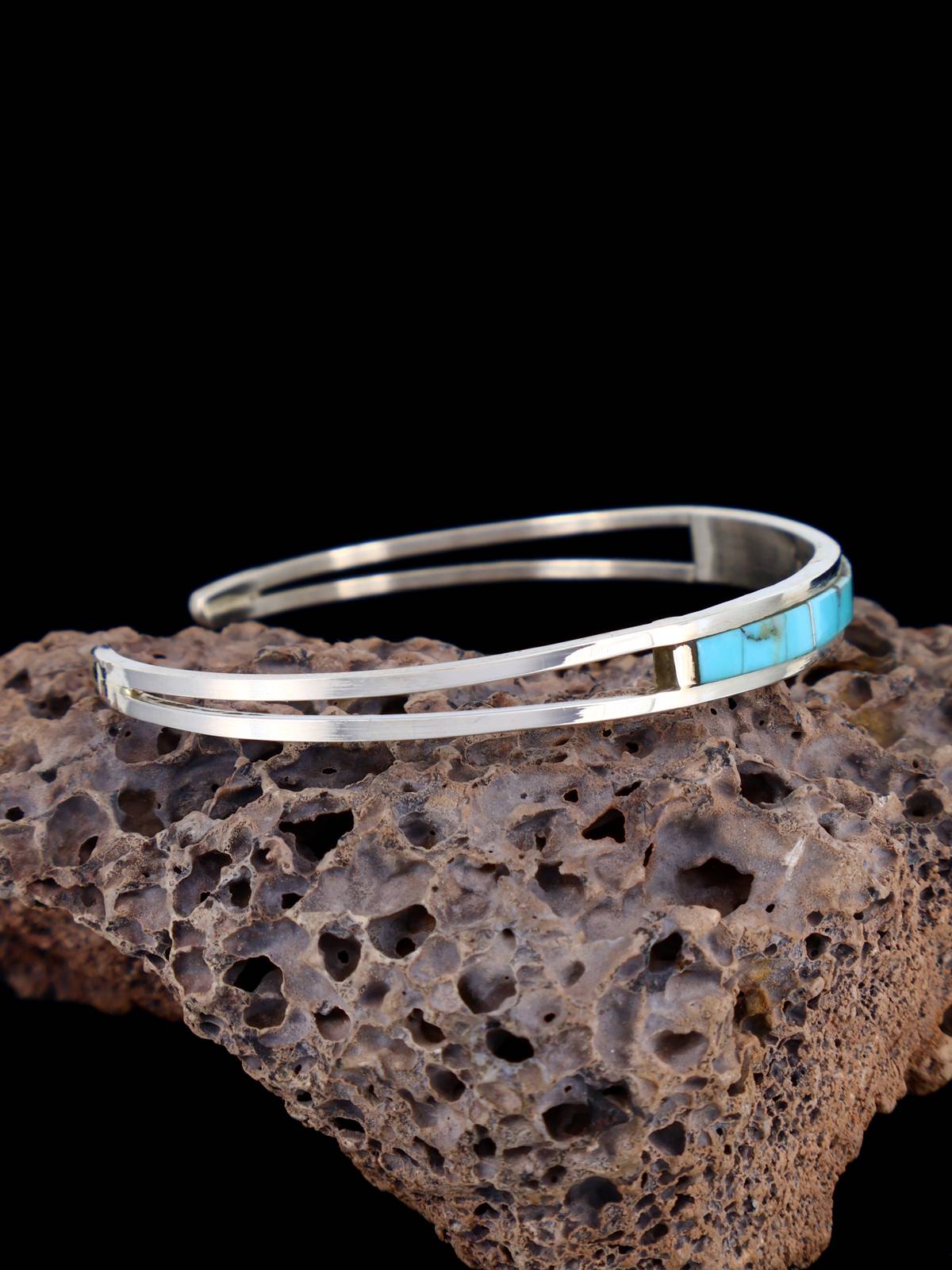 Bracelet amérindien incrusté de turquoise Zuni