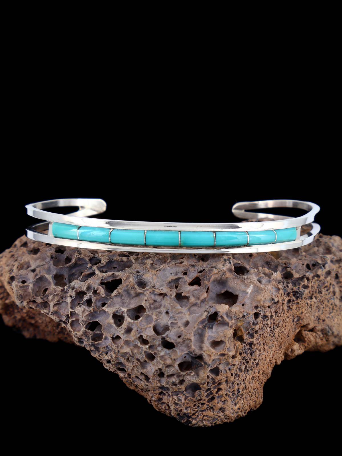 Native American Zuni Turquoise Inlay Cuff Bracelet
