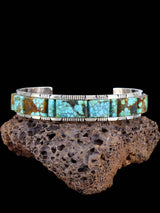 Native American Turquoise Cobblestone Inlay Cuff Bracelet