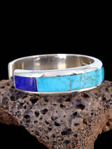 Native American Zuni Turquoise and Lapis Inlay Cuff Bracelet