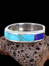 Native American Zuni Turquoise and Lapis Inlay Cuff Bracelet
