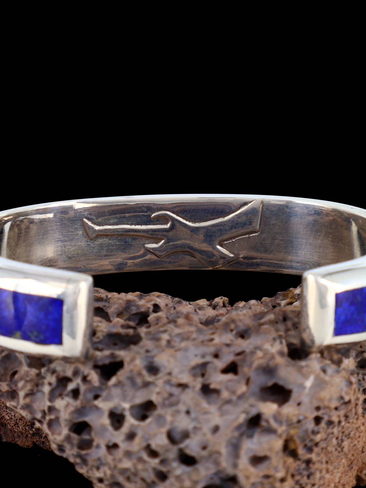 Native American Zuni Turquoise and Lapis Inlay Cuff Bracelet