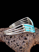 Native American Sterling Silver Turquoise Inlay Bracelet