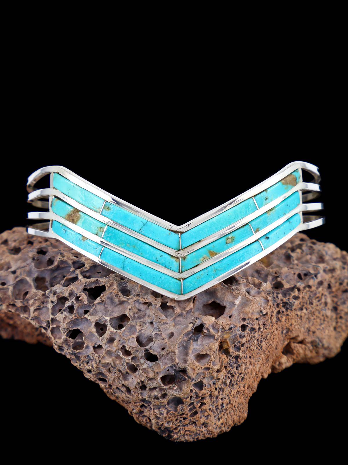 Bracelet amérindien incrusté de turquoise Zuni