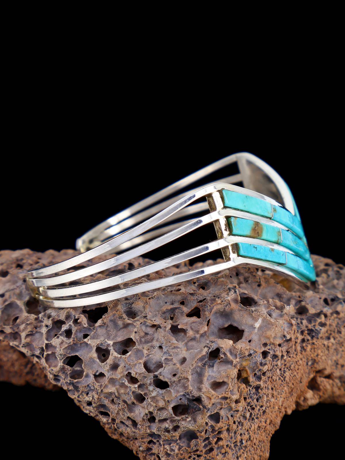 Bracelet amérindien incrusté de turquoise Zuni