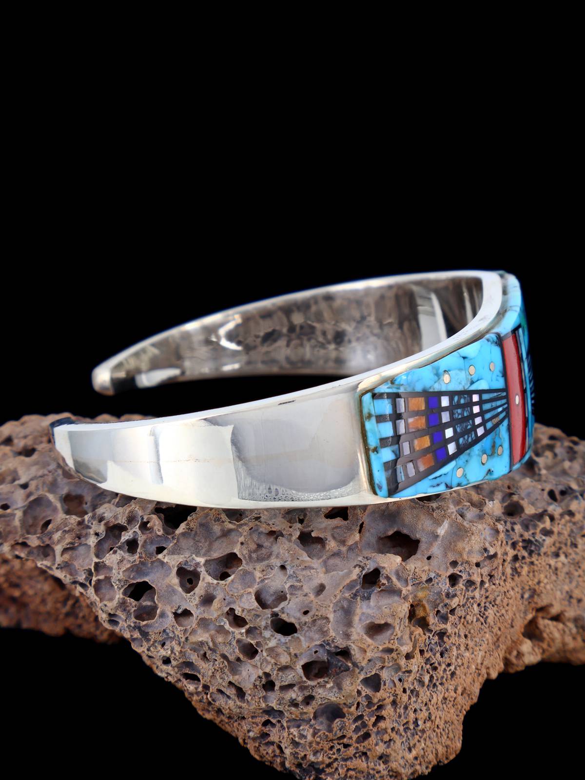 Native American Jewelry Micro Inlay Yei Cuff Bracelet