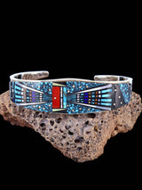 Native American Jewelry Micro Inlay Yei Cuff Bracelet