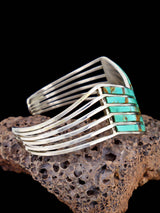 Native American Sterling Silver Turquoise Inlay Bracelet