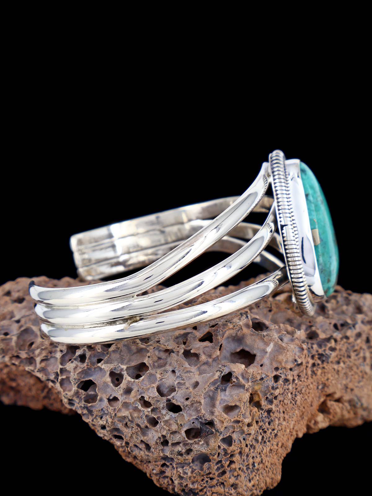 Bracelet manchette Navajo en argent sterling naturel Royston Turquoise