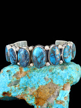 Bracelet manchette Shadowbox en argent sterling turquoise Navajo
