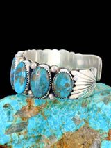 Bracelet manchette Shadowbox en argent sterling turquoise Navajo