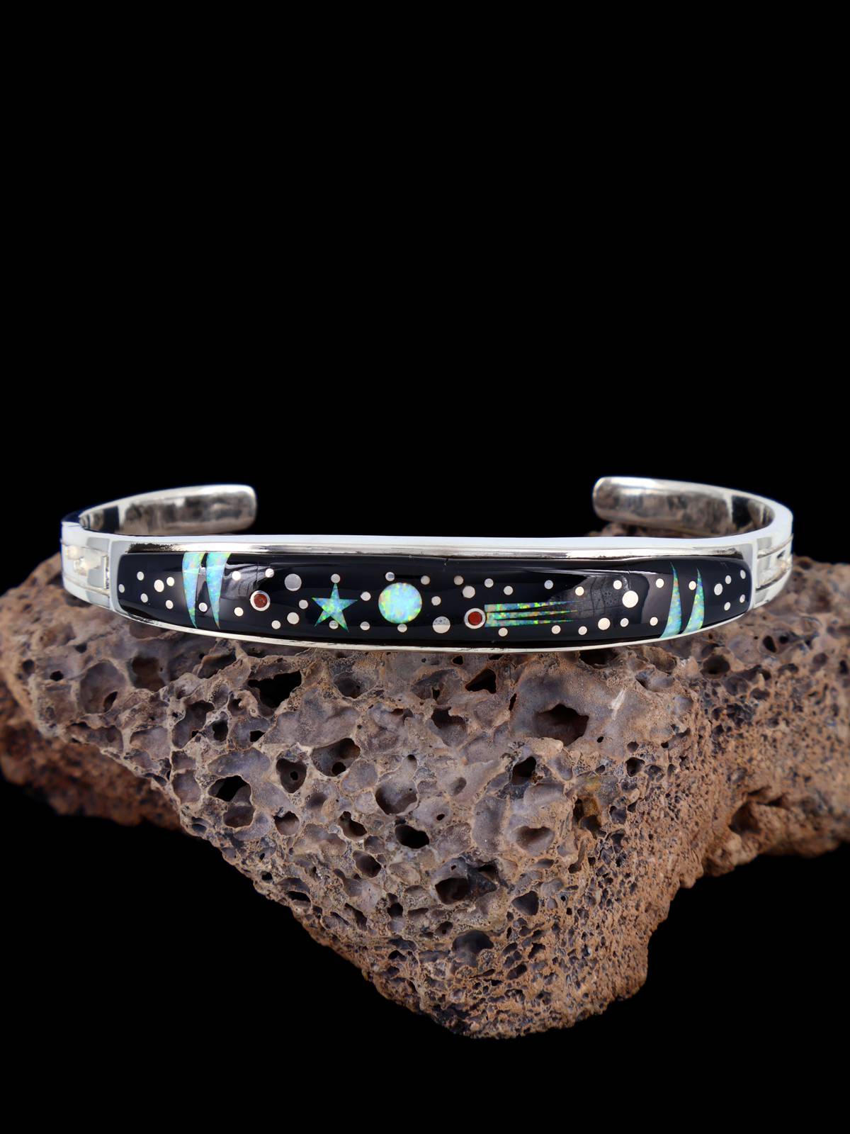 Bracelet incrusté de ciel nocturne en argent sterling Navajo