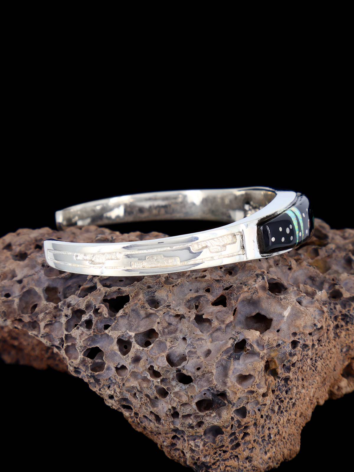 Bracelet incrusté de ciel nocturne en argent sterling Navajo