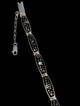 Native American Sterling Silver Night Sky Inlay Link Bracelet
