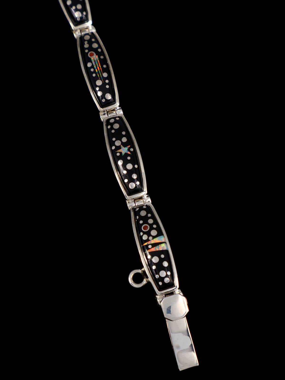 Native American Sterling Silver Night Sky Inlay Link Bracelet