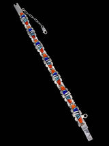 Pulsera de eslabones con incrustaciones de lapislázuli de plata de ley de nativos americanos