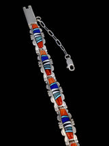 Pulsera de eslabones con incrustaciones de lapislázuli de plata de ley de nativos americanos