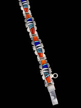 Pulsera de eslabones con incrustaciones de lapislázuli de plata de ley de nativos americanos