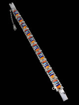 Pulsera de eslabones con incrustaciones de lapislázuli de plata de ley de nativos americanos