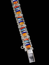 Pulsera de eslabones con incrustaciones de lapislázuli de plata de ley de nativos americanos