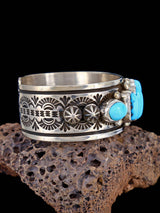 Pulsera de puño turquesa de oro de Sonora de joyería nativa americana