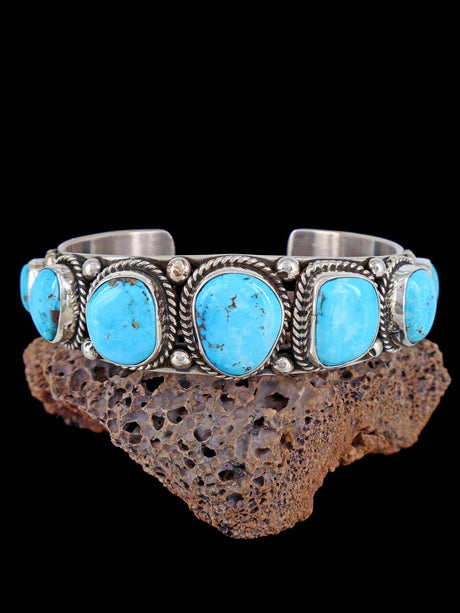 Native American Jewelry Kingman Turquoise Cuff Bracelet - PuebloDirect.com
