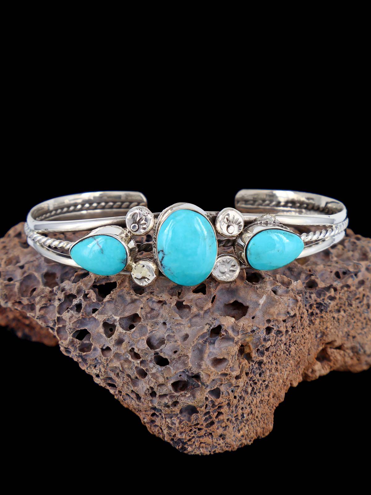 Native American Sterling Silver Turquoise Cuff Bracelet