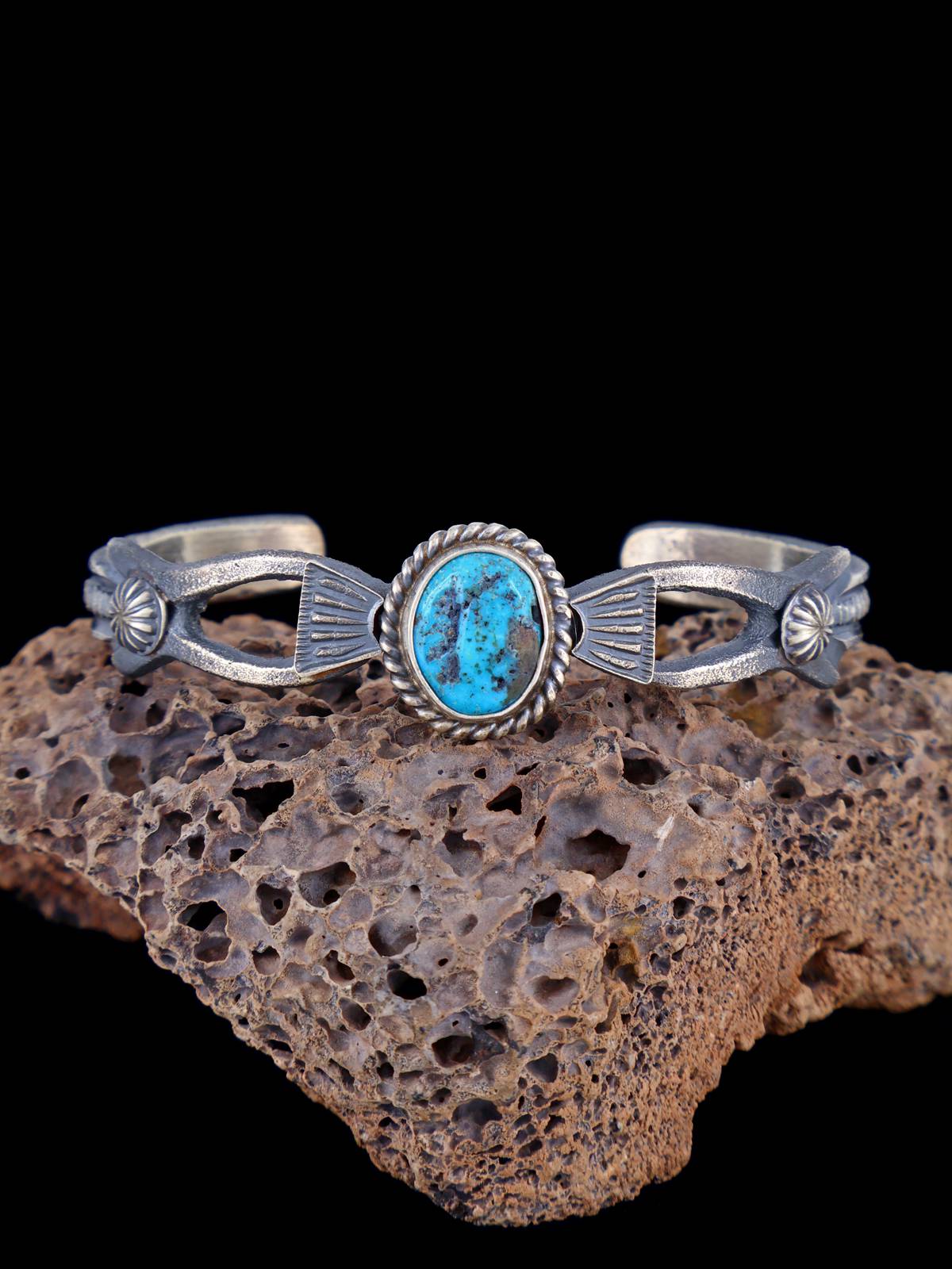 Pulsera de plata de ley nativa americana con arena y turquesa