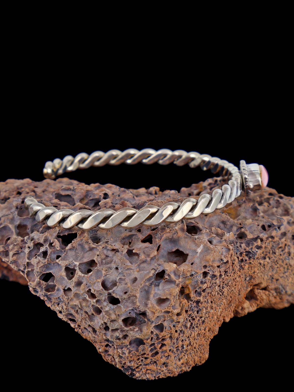 Native American Pink Conch Sterling Silver Cuff Bracelet