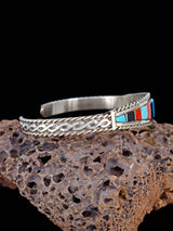 Bracelet incrusté d'onyx Zuni en argent sterling