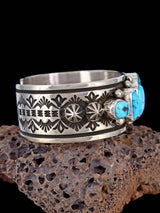 Pulsera de puño turquesa de oro de Sonora de joyería nativa americana