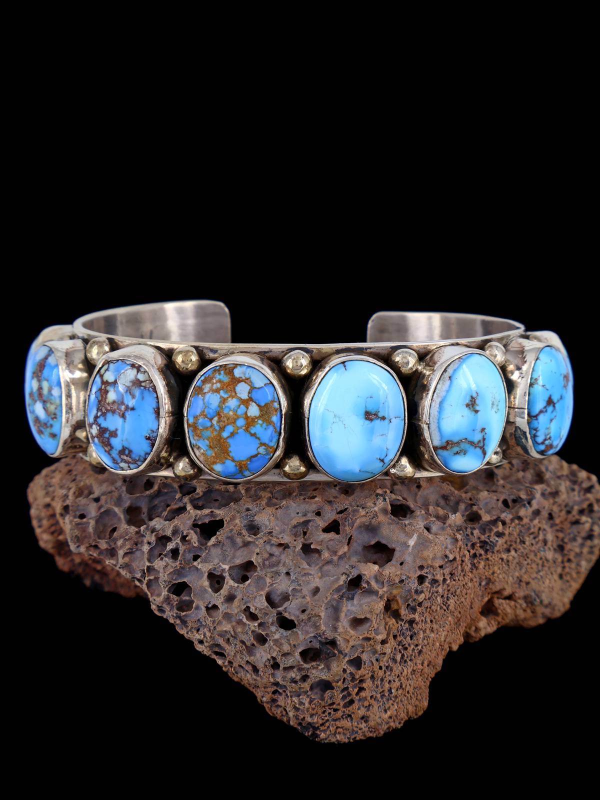 Bijoux amérindiens Bracelet manchette turquoise Golden Hill naturel